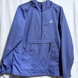 EMS Windbreaker Jacket Medium Blue Big Front Pocket Zipped & Hood